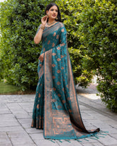 Premium Rama Color Soft Silk Sarees